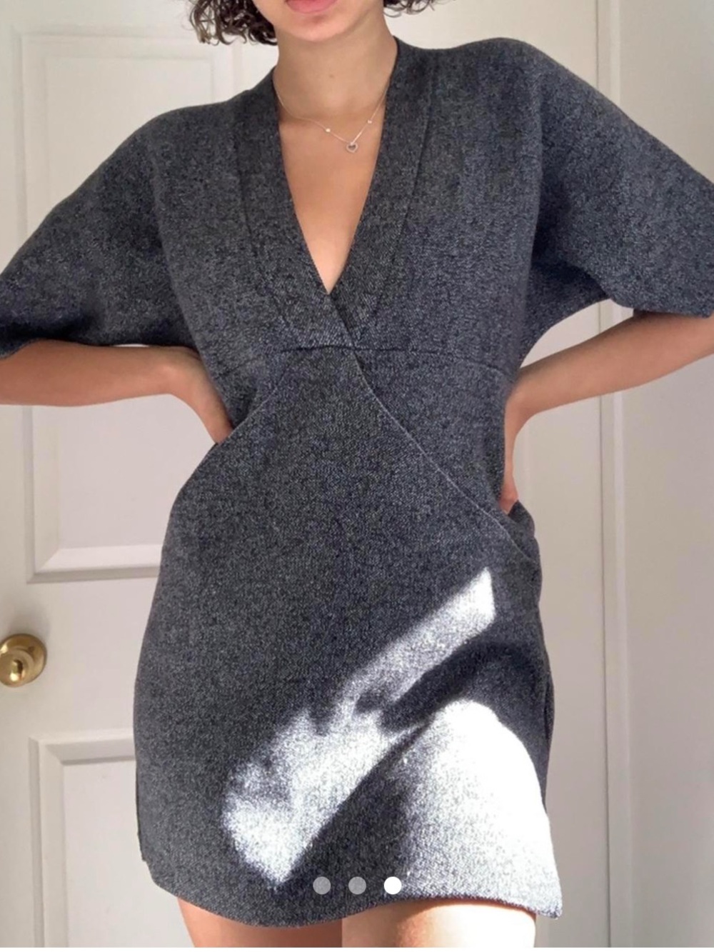 Zara size small versatile Thick V-Neck Short Sleeve Tunic - Dark Heather